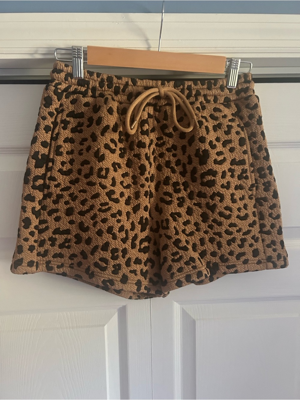 BiBi Leopard-Print Athletic Shorts - Tan & Black